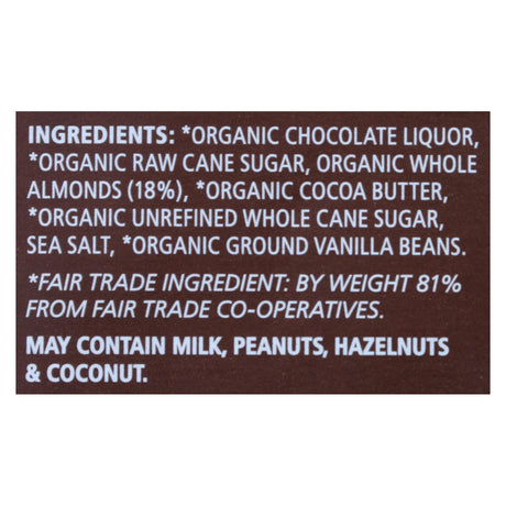 Equal Exchange Organic Dark Chocolate Almond Sea Salt Bar - Pack of 10, 3.5 oz - Cozy Farm 