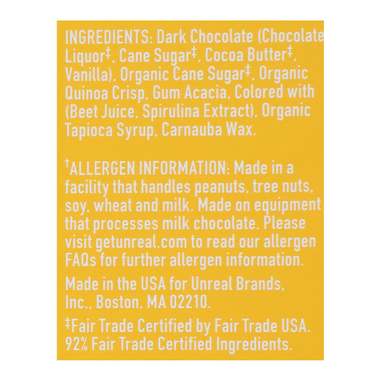 Unreal Crispy Quinoa Chocolate Gems Dark Chocolate 5 Oz., Pack Of 6 - Cozy Farm 