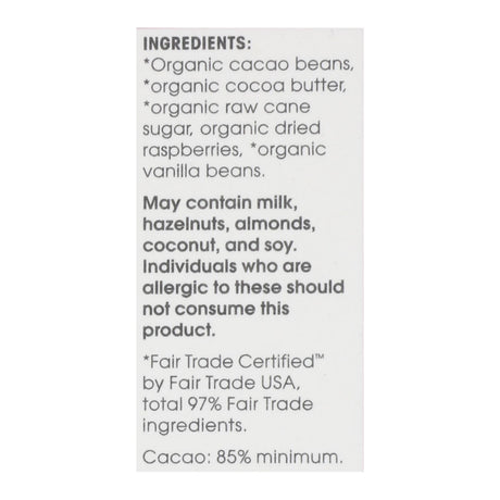 Alter Eco Organic Dark Chocolate Raspberry Blackout 85% Cocoa - 2.65 Oz (Pack of 12) - Cozy Farm 