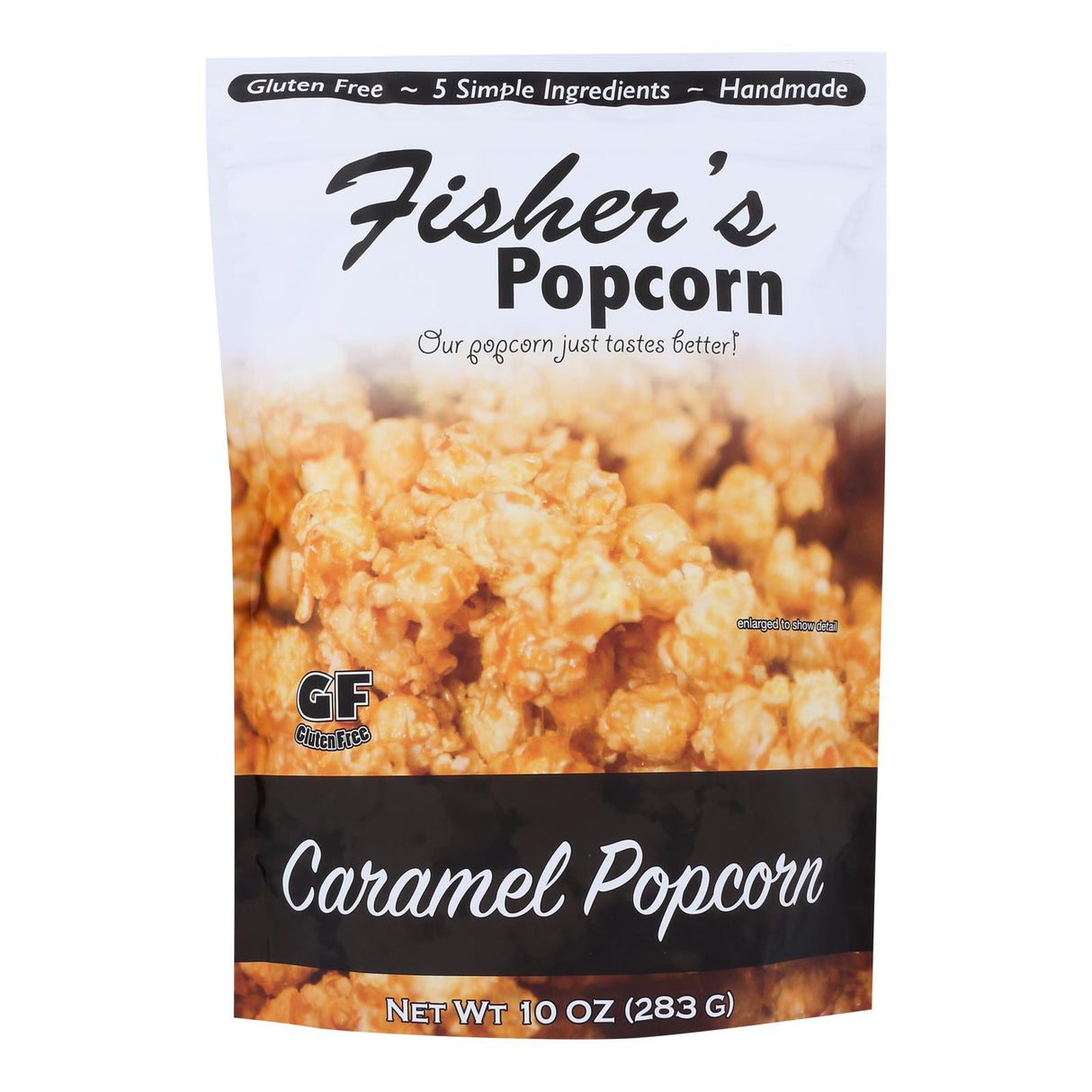 Fisher's Popcorn Caramel Popcorn: Case of 6 gluten-free, handmade 10 oz treats. A delicious caramel popcorn snack!