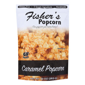 Fisher's Popcorn Caramel Popcorn: Case of 6 gluten-free, handmade 10 oz treats. A delicious caramel popcorn snack!