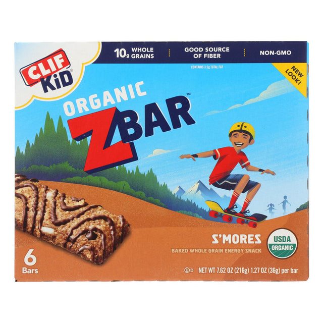 Clif Kid Zbar S'mores Organic Energy Bars - 9x6 Pack (7.62 oz) - Kids Snack