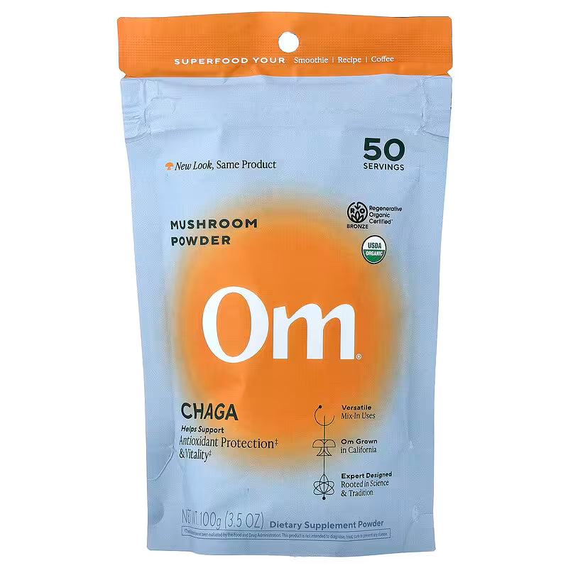 Om Mushroom Superfood Chaga Organic Mushroom Powder, 3.5 Oz., 50 Servings