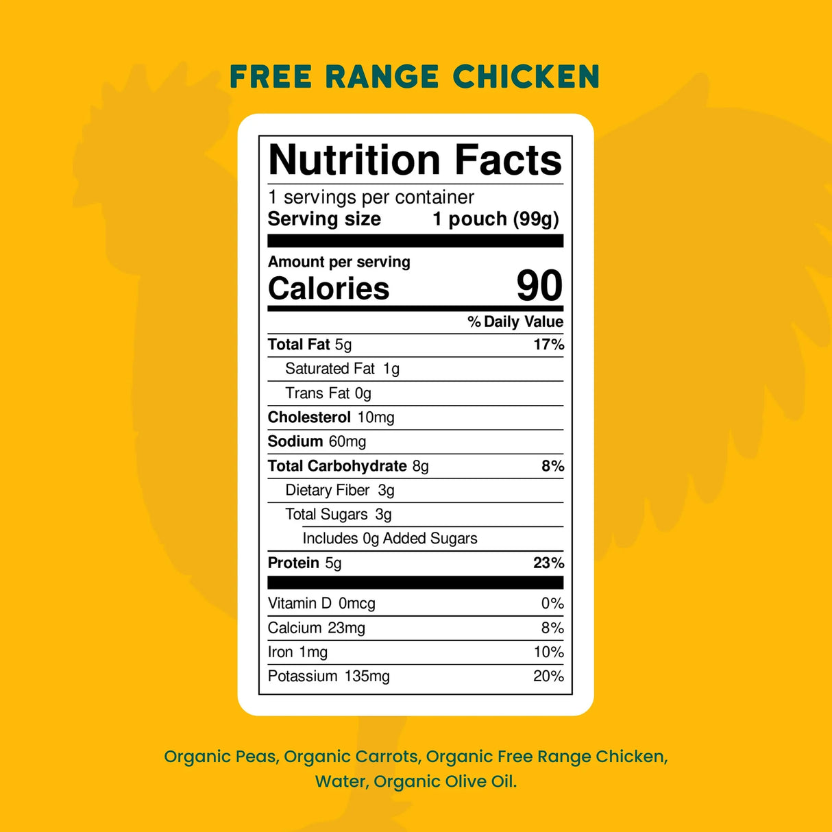 Serenity Kids Chicken Carrot Puree Pouches, 3.5 oz, Pack of 6
