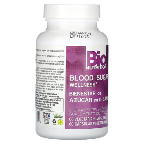 Blood Sugar Wellness Supplement, 60 Vegetarian Capsules by Bio Nutrition