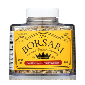 Borsari Seasoning Salt Cracked Black Pepper 6-Pack (4 oz Each) - Vegan, Gluten-Free, Made in USA