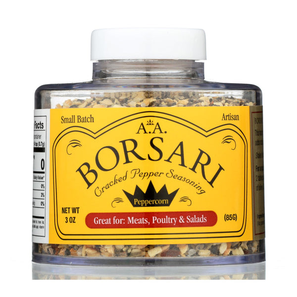 Borsari Seasoning Salt Cracked Black Pepper 6-Pack (4 oz Each) - Vegan, Gluten-Free, Made in USA