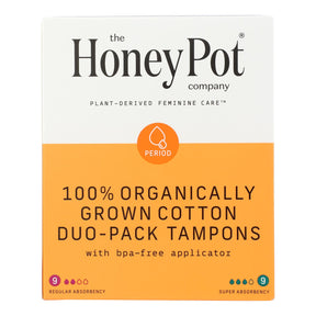 The Honey Pot Company Tampon Duo Pack, Applicator & Applicator-Free, Unscented, 18 Count Each