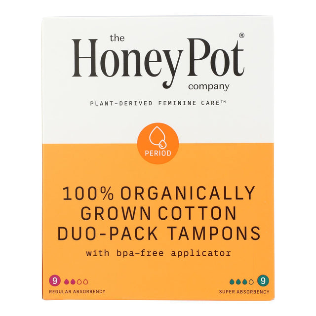 The Honey Pot Company Tampon Duo Pack, Applicator & Applicator-Free, Unscented, 18 Count Each
