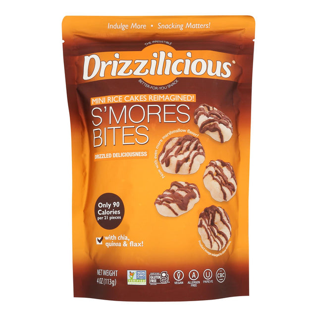Drizzilicious Rice Crisps Mini S'mores - 4 oz - Pack of 12 - Gluten-Free Snack