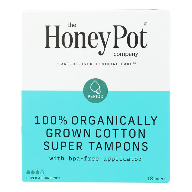 The Honey Pot Company Plastic Applicator Unscented Tampons - 18- Regular Absorbency