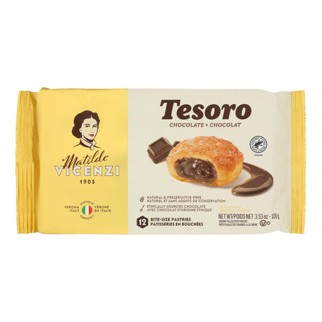 Vicenzi Cky Tesoro Choc Puf Pastry, 10 Count - 3.53 Oz Chocolate Puff Pastries
