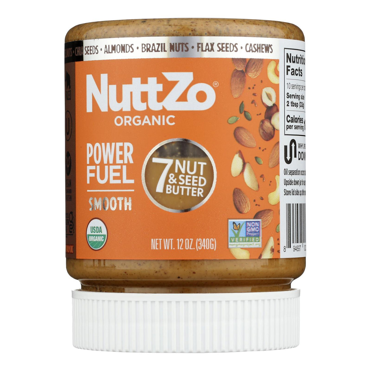 Nuttzo Power Fuel 7 Nut Butter, Smooth, 12 Oz (6 Pack). Healthy Snack!