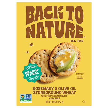 Back To Nature Rosemary Olive Oil Stoneground Wheat Crackers - 5 Oz - 6 Count
