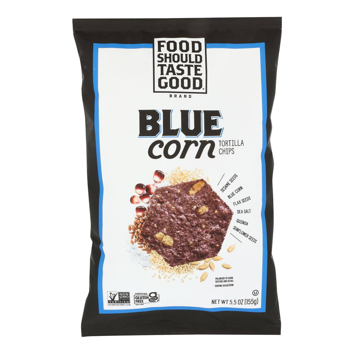 Food Should Taste Good Blue Corn Tortilla Chips (Pack of 12) - 5.5 Oz Bags
