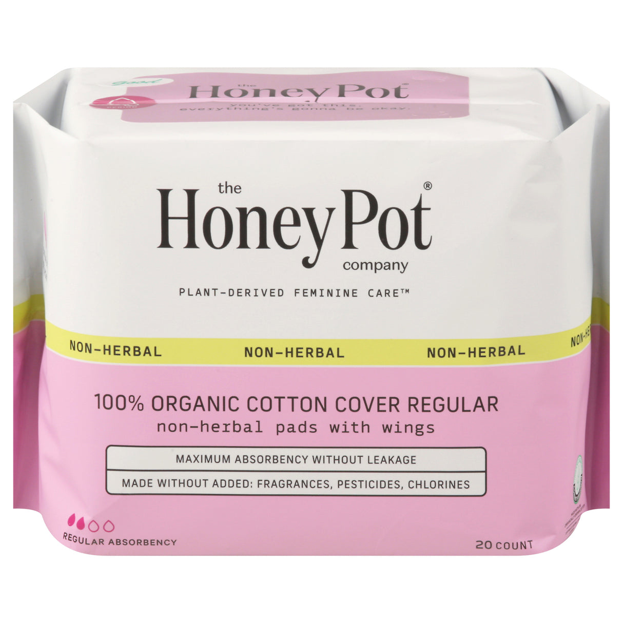 The Honey Pot Regular Absorbency Pads, Non-Herbal - 20 Count