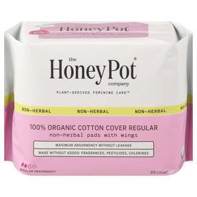 The Honey Pot Regular Absorbency Pads, Non-Herbal - 20 Count