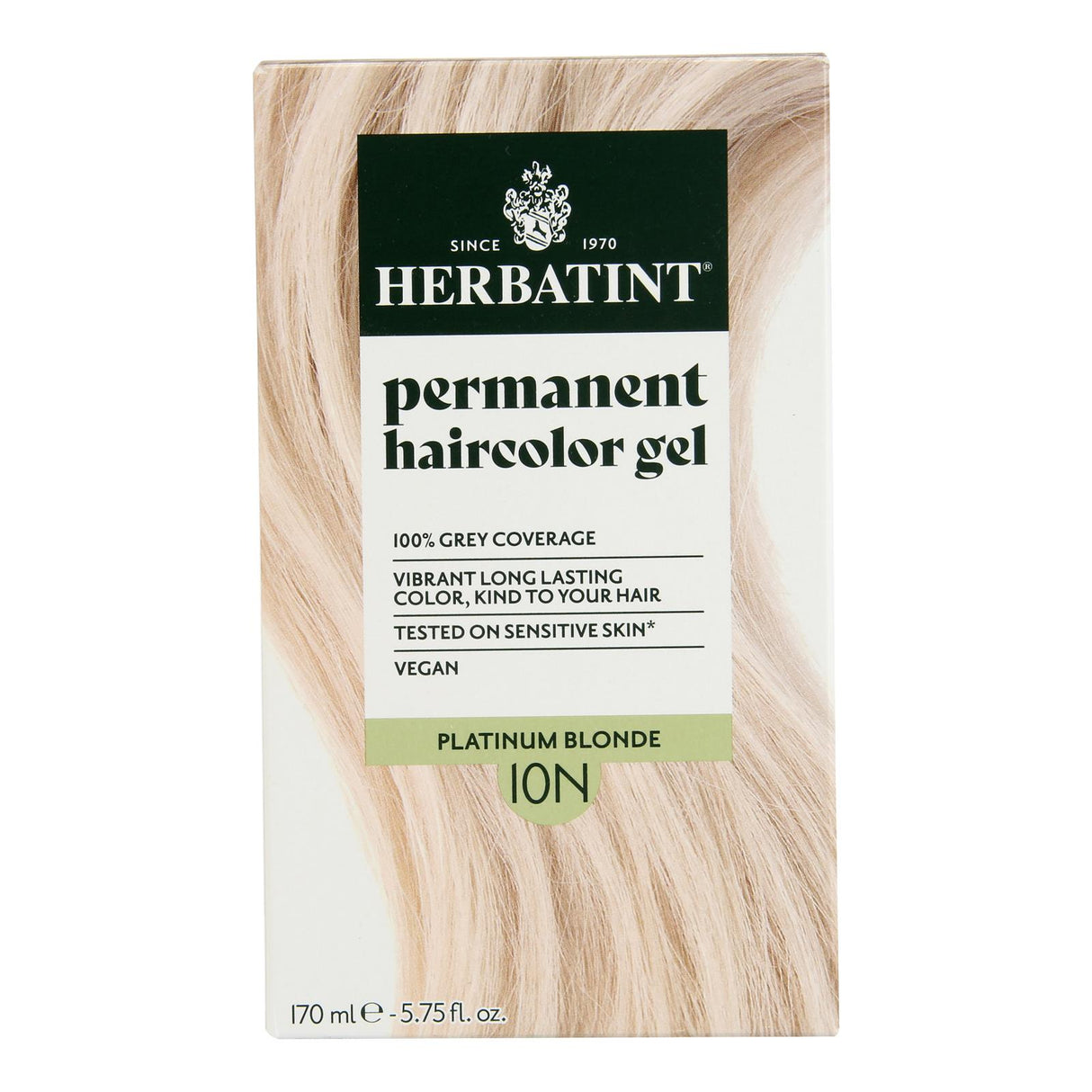 Herbatint 10N Platinum Blonde Hair Color - Gentle Permanent Dye -  5.75 fl oz