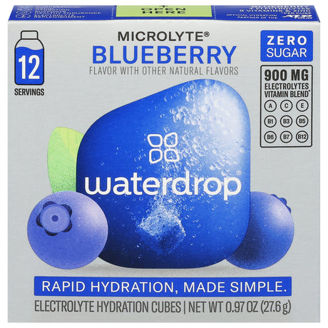 Waterdrop Microlyte Blueberry Electrolyte Drink Cubes - 12pck - Pack of 10-.97 Oz - Hydration & Energy