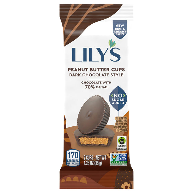 Lily's Dark Chocolate Peanut Butter Cups, 2-Pack (1.25 oz), Pack of 12