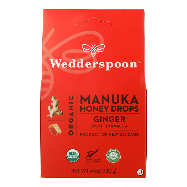 Wedderspoon Manuka Honey Drops with Ginger, Organic, 4 Oz Each