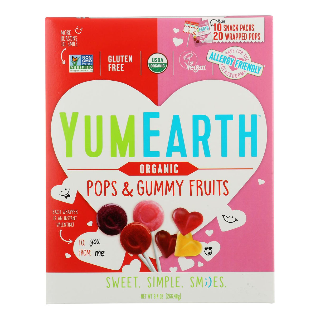 Yumearth Organic Valentine Candy Variety Pack 9.4 Oz - Kids Valentine Treats