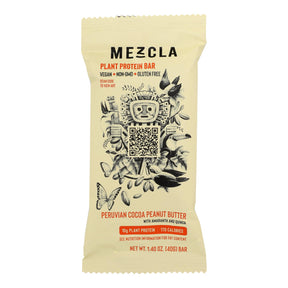 Mezcla Bar Peruvian Cocoa Peanut Butter Protein Bar, 1.4 oz, 12 Count