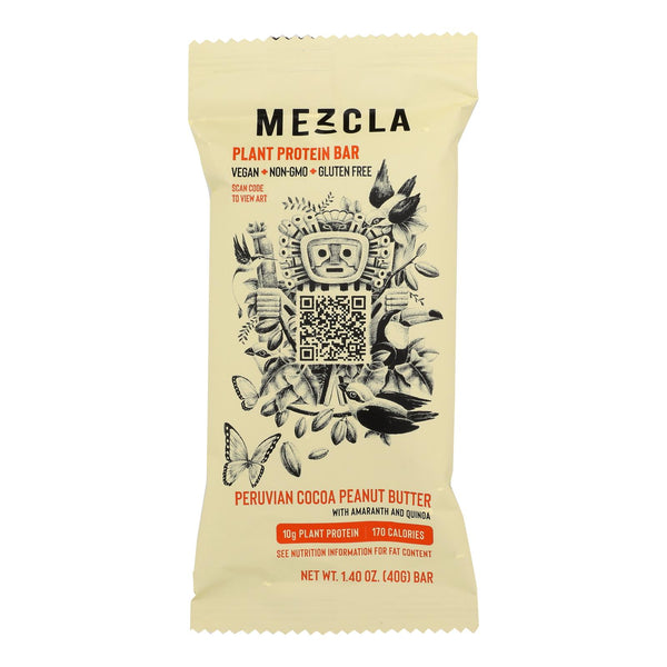 Mezcla Bar Peruvian Cocoa Peanut Butter Protein Bar, 1.4 oz, 12 Count