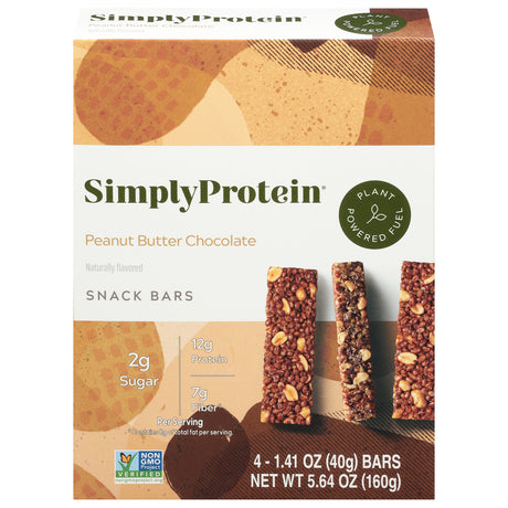 Simply Protein Bar - Peanut Butter Chocolate - 6 x 1.41 oz - Protein & Fiber Snack