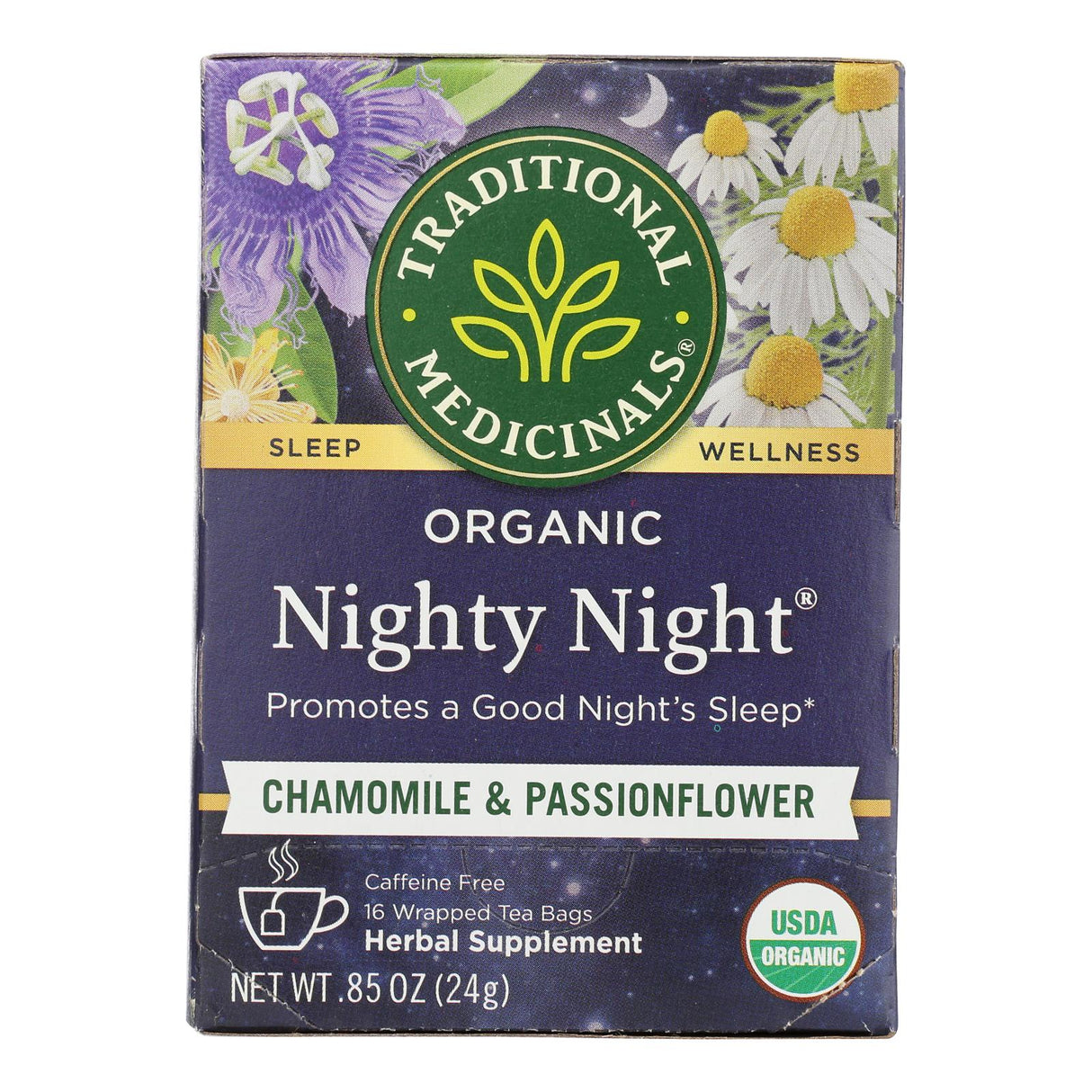 Traditional Medicinals Nighty Night Tea - Caffeine Free - 16 Bags - Sleep & Relaxation Aid
