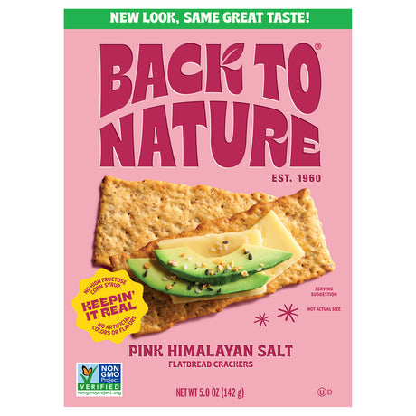 Back to Nature Stoneground Cracker Flatbreads, Pink Himalayan Salt, 5 oz (Pack of 6)