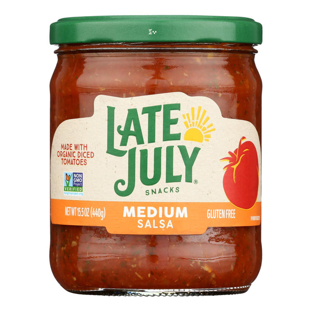 Late July Snacks Medium Salsa 12-Pack: Delicious Organic Salsa - 15.5oz Jars