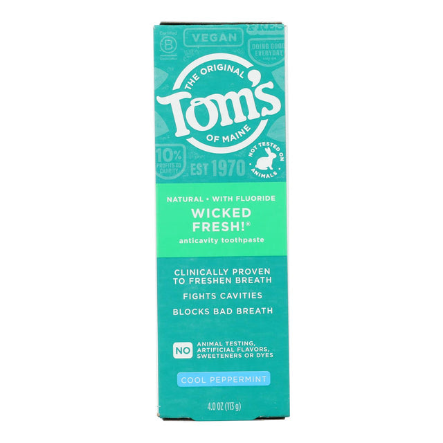 Tom's of Maine Wicked Fresh! Cool Peppermint Toothpaste, 6-Pack (4 oz Each)