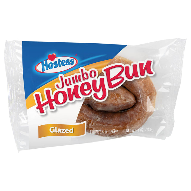 Hostess Honey Buns Jumbo Glazed, 3-4 oz - Fresh Pastry Snack | Fast Shipping
