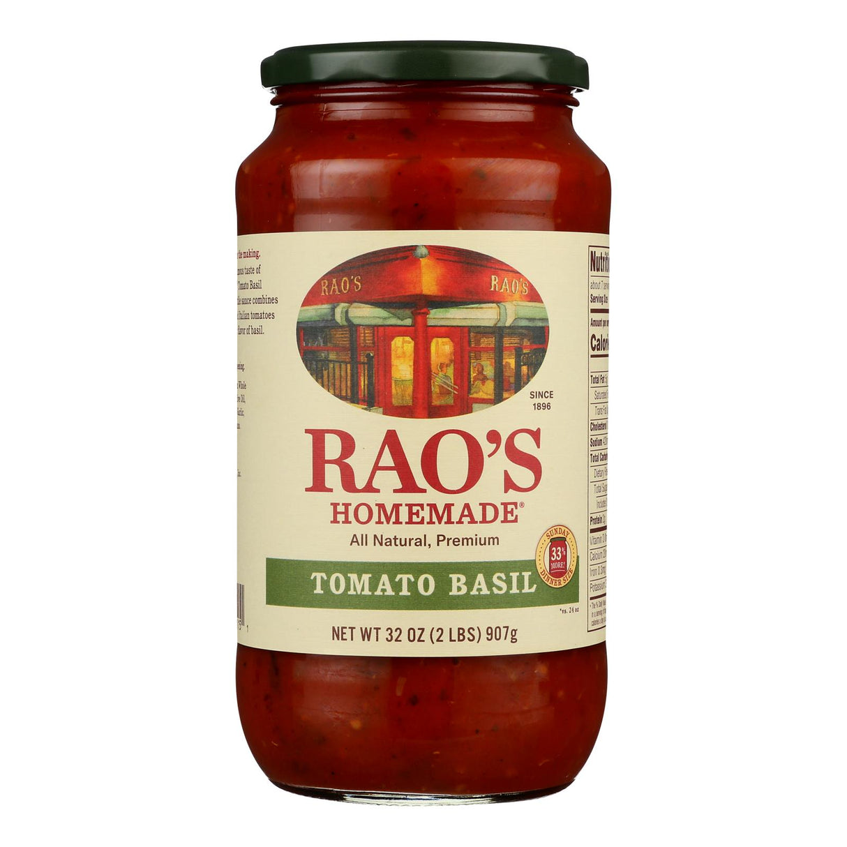 Rao's Tomato Basil Sauce - Pack of 6 - 32 oz - Premium All Natural Pasta Sauce