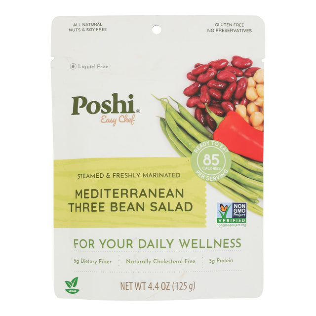Poshi Three Bean Salad Marinated, 10 Pouches of 4.4 Oz Each