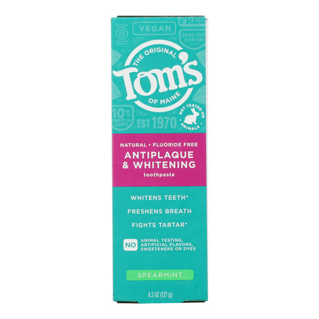 Tom's of Maine Fluoride-Free Whitening Toothpaste, Spearmint, 6-Pack.