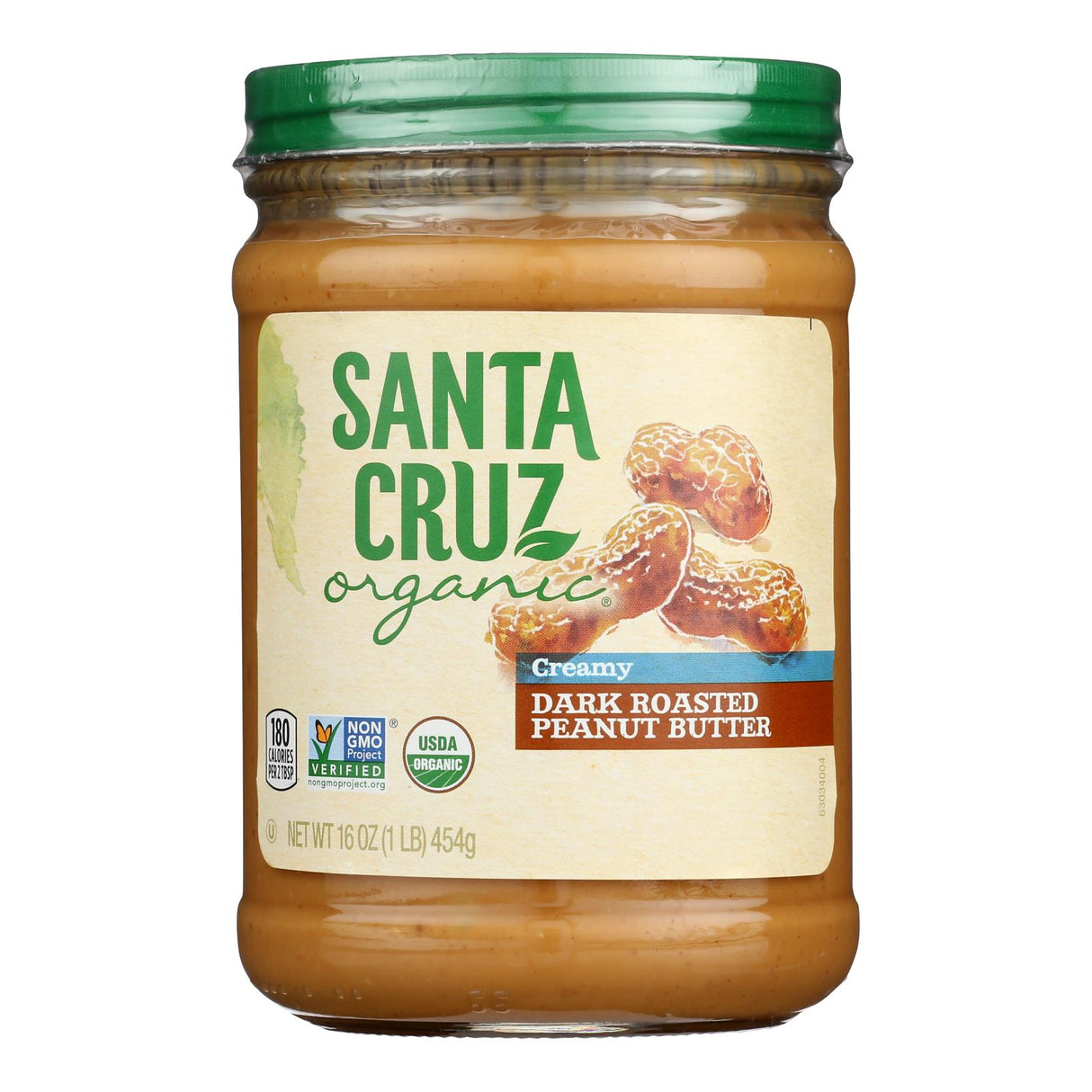 Santa Cruz Organic Dark Roast Creamy Peanut Butter, 16 oz, 12-Count Case