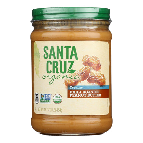 Santa Cruz Organic Dark Roast Creamy Peanut Butter, 16 oz, 12-Count Case
