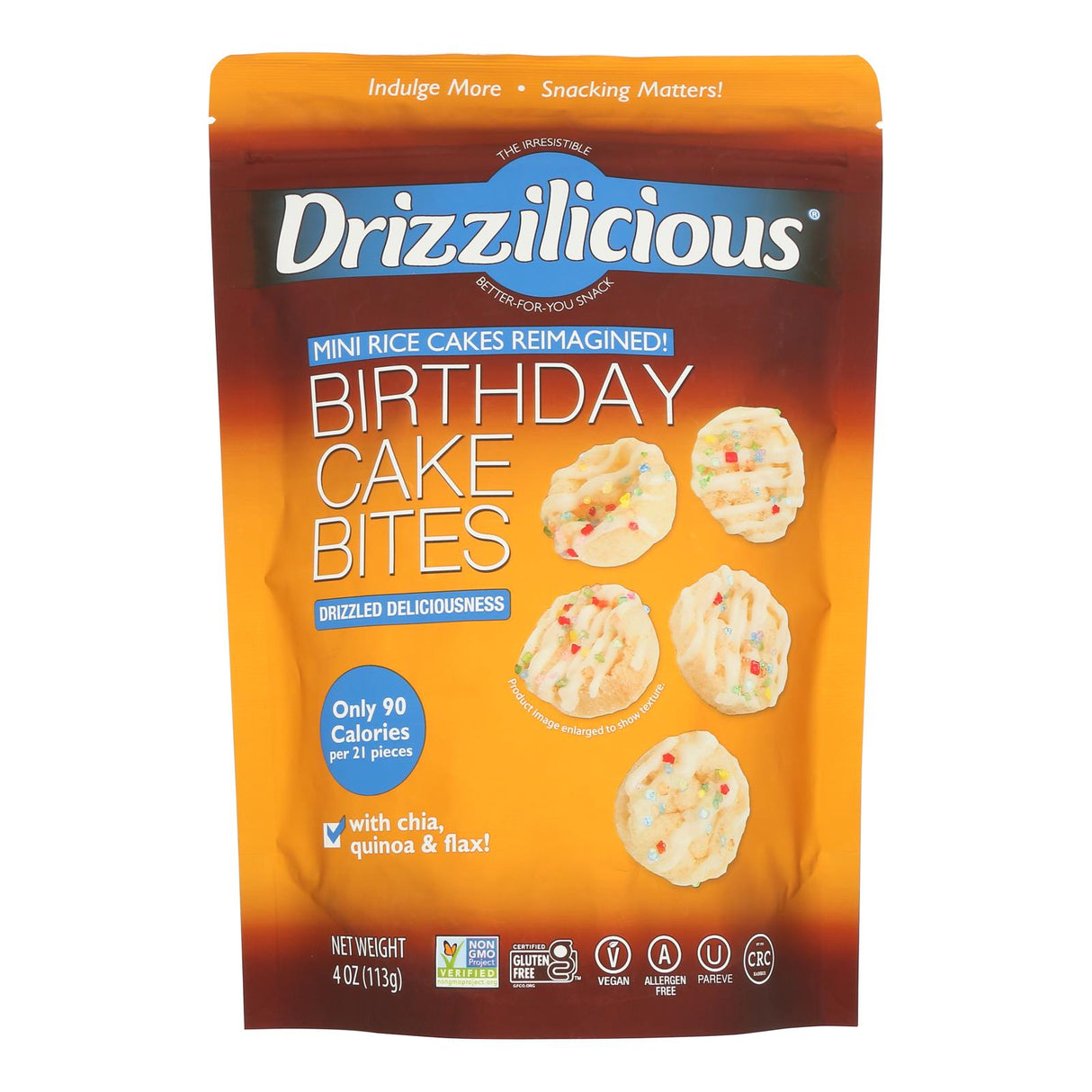 Drizzilicious Birthday Cake Rice Crisps Minis - 12 x 4 oz Cases