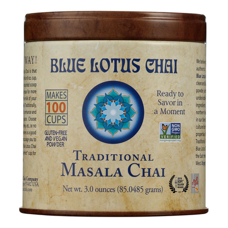 Blue Lotus Masala Chai Traditional Tin - Pack of 6 - 3 Oz - Authentic Indian Spice Tea
