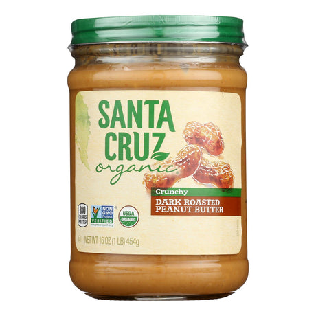 Santa Cruz Organic Dark Roast Crunchy Peanut Butter - 16 oz, 12 Count Case