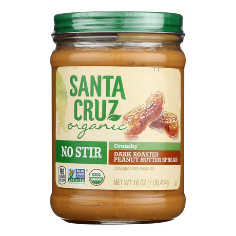 Santa Cruz Organic Crunchy Peanut Butter, No Stir, 16 oz  (Pack of 12)