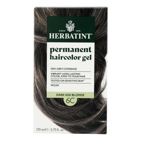 Herbatint 6C Dark Ash Blonde Hair Color - Permanent, Natural Formula - 5.75 fl oz