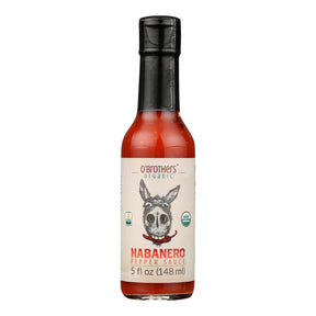O'brothers Hot Sauce Habanero Pepper Sauce - Pack of 12 - 5 fl oz - Fiery Flavor
