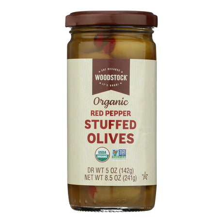 Woodstock Red Pepper Stuffed Olives, 12 Jars | Gourmet Olive Selection