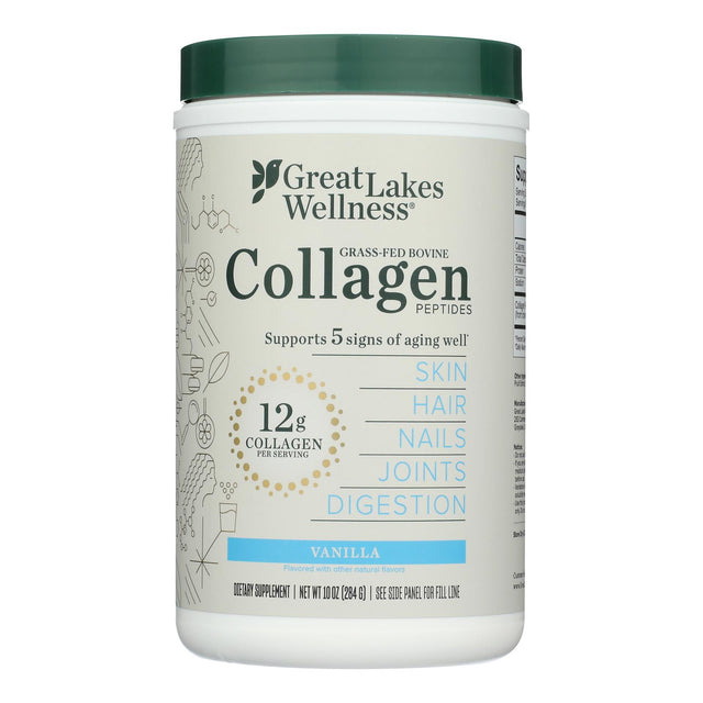 Great Lakes Wellness Vanilla Collagen Peptides - 10 oz - Single Unit