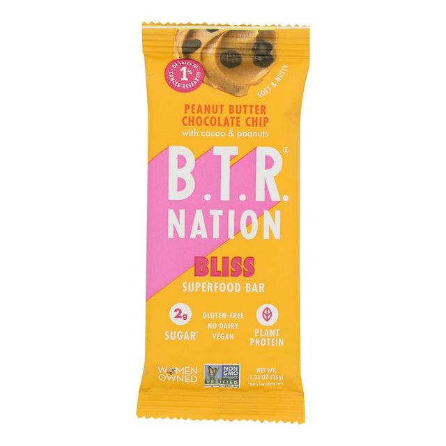 B.t.r. Bar Protein Bar, Chocolate Chip Bliss - Pack of 12 - 1.2 Oz