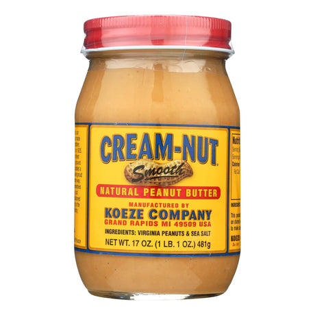 Cream Nut Natural Smooth Peanut Butter - 17 Oz - Pack of 6