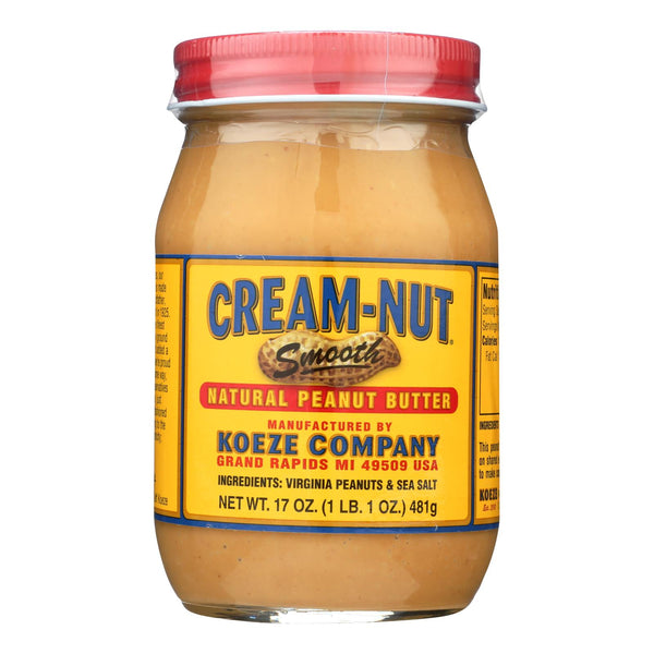 Cream Nut Natural Smooth Peanut Butter - 17 Oz - Pack of 6